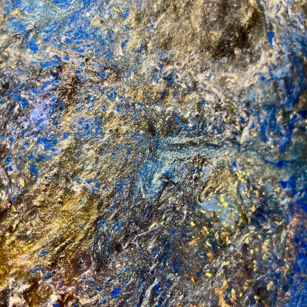 Elegant Blue and Gold Abstract Canvas Art